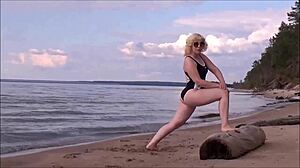 yo, check this blonde with big tits bathing at sea, so hot!