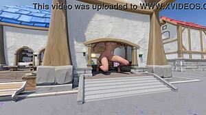 Mercy Outgrows Blizzard World Spawn in Tall, Kinky Crossdressing Anime Hentai Scene