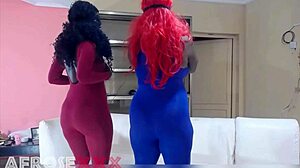 two hot ebony bbw friends checked out each other's curves