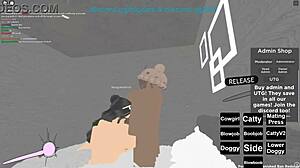 in this roblox scene the cute girl gets bent over for anal doggystyle and riding