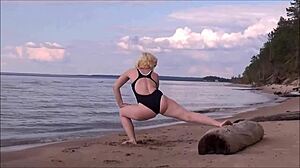 yo, check this blonde with big tits bathing at sea, so hot!