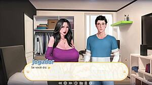 Naughty Aunt Rubs Giant Tits on My Dick in a Wild 3D Cartoon Game with Monster Cock Action.