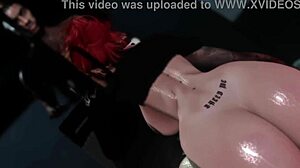 White slut blows in SecondLife outdoor scene