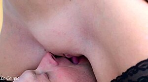Wife moans as husband licks her pussy close up. She returns the favor with deepthroat.