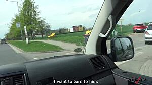 hey, see this dirty brunette whore? she's getting smashed hard in the take-van on the street!