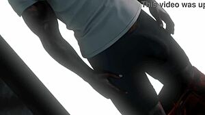 White slut blows in SecondLife outdoor scene