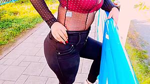 Met a guy with monster cock in the park, bent over for riding and orgasm.