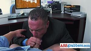 kinky manager corners worker, slamming a fat dildo deep in a wild uniform clash