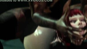 White slut blows in SecondLife outdoor scene