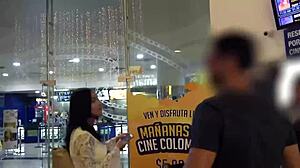 flexible brunette deepthroats traveler's big cock