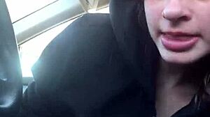 Wow! Lesbian Bestfriend Gives Wild Road Head to Nerdy Teen in Rough Interracial Play!