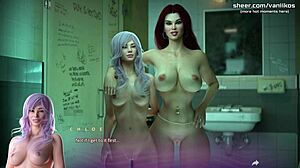 Petite 18yo Redhead Threesome in Public Restroom