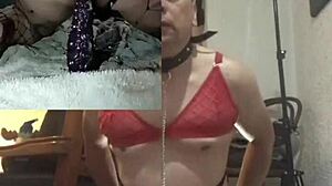 using two dildos in lingerie