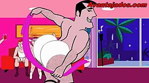 Raw gay cartoon action with wild party banging scenes