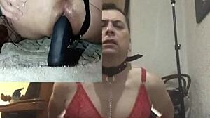 using two dildos in lingerie