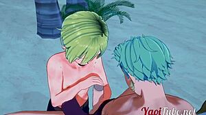 One Piece Yaoi - Zoro and Sanji Beach Handjob Blast