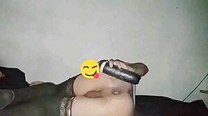 Analwhore Sofiblack, crossdressed slut, enjoys her dildo in bent over doggystyle!