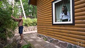 A wealthy woman has sex with her gardener while her husband is asleep