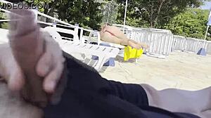 She Caught Me Jerking Off, Helped Me Cum by Pool