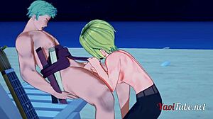 One Piece Yaoi - Zoro and Sanji Beach Handjob Blast