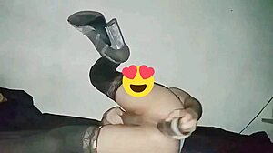 Analwhore Sofiblack, crossdressed slut, enjoys her dildo in bent over doggystyle!