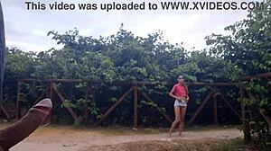 Public Solo Teen Masturbation Caught in Nature Near Street