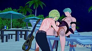 One Piece Yaoi - Zoro and Sanji Beach Handjob Blast