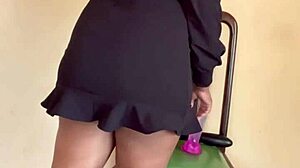 Hot Ebony Solo with Huge Toys Stretching Wet Pussy in Homemade Action