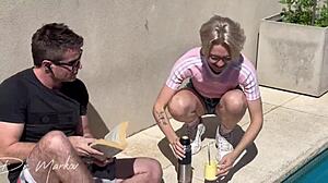 Freyjaxtreme begs neighbor to spread her ass for Europe trip! Open it wide!