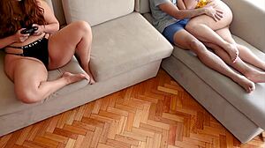 Fat Latina fucked during sister's gaming