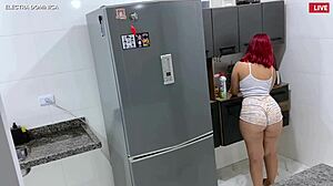 Brazilian voyeur watches gay prostitute pretend to be maid with huge ass for fetish program.