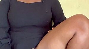 Hot Ebony Solo with Huge Toys Stretching Wet Pussy in Homemade Action