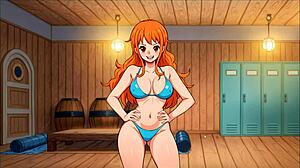 Nami strips for gold in lusty buccaneers hentai parody!