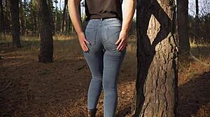 hey babe, check this hot milf teasing her big ass in tight jeans outdoors