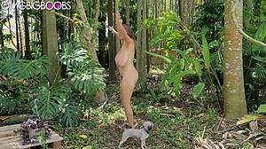 uhh, hairy nudist milf with saggy breasts just struttin’ on the beach, ya know?