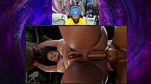 Jaheira with bald pussy gets ass fucked while Aerith watches Tifa's POV fuck and Black Widow's action