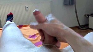 A young 18+ skinny german watches gay porn while masturbating to cumshot.