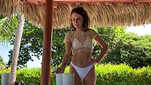 Mini bikini beauty strips in beer pong chaos