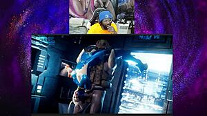 Jaheira with bald pussy gets ass fucked while Aerith watches Tifa's POV fuck and Black Widow's action