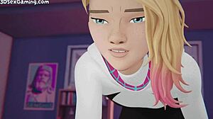 Spidey Sex with Gwen Stacy and Miles in 3D Anime. Doggy by Open Window!