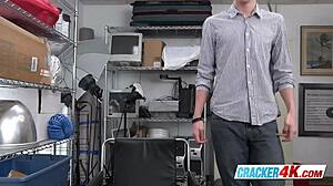 Blonde gay guy sucks off directors big chocolate bar!