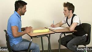 just chillin’ while gay students bang hard in classroom after hours