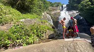 me and my buddy took the hot emo girl to the waterfall for some wild action.