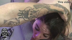 A naughty girl who likes cock and ass worship gets two cocks to cum on her face
