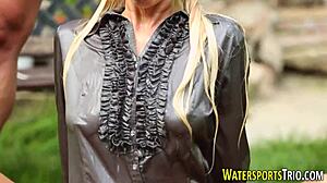 watersports whore gets banged hard outdoors with kinky handjob