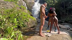 me and my buddy took the hot emo girl to the waterfall for some wild action.