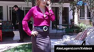 House Huntress Krissy Lynn Fucks Customer Alex Legend in Garden with Stockings On