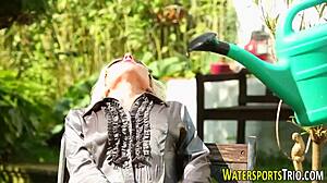 watersports whore gets banged hard outdoors with kinky handjob