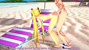 Marie Rose in Bikini Enjoys Beach Sex Fantasy Scene