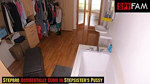 Stepsis Blows Stepbro's Monster Cock After Voyeur Incident.